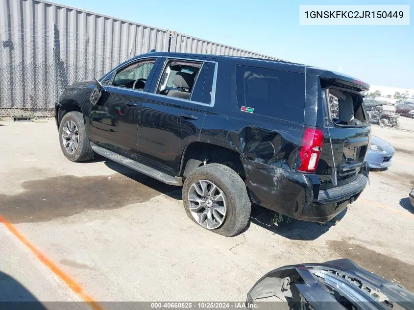 2018 Chevrolet Tahoe Commercial Fleet VIN: 1GNSKFKC2JR150449 Lot: 40660825