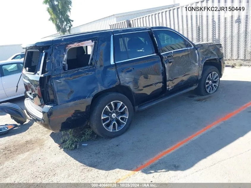 2018 Chevrolet Tahoe Commercial Fleet VIN: 1GNSKFKC2JR150449 Lot: 40660825