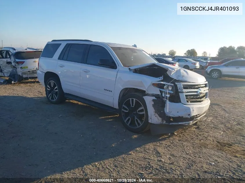 2018 Chevrolet Tahoe Premier VIN: 1GNSCCKJ4JR401093 Lot: 40668621