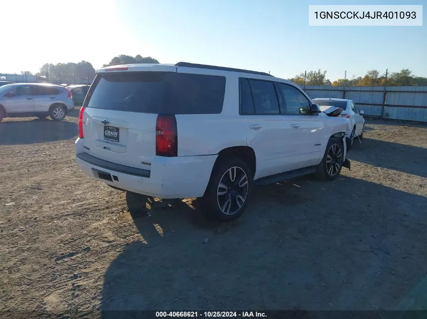 2018 Chevrolet Tahoe Premier VIN: 1GNSCCKJ4JR401093 Lot: 40668621