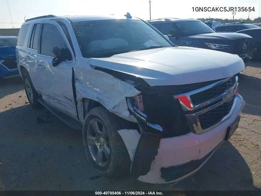 2018 Chevrolet Tahoe Ls VIN: 1GNSCAKC5JR135654 Lot: 40785406