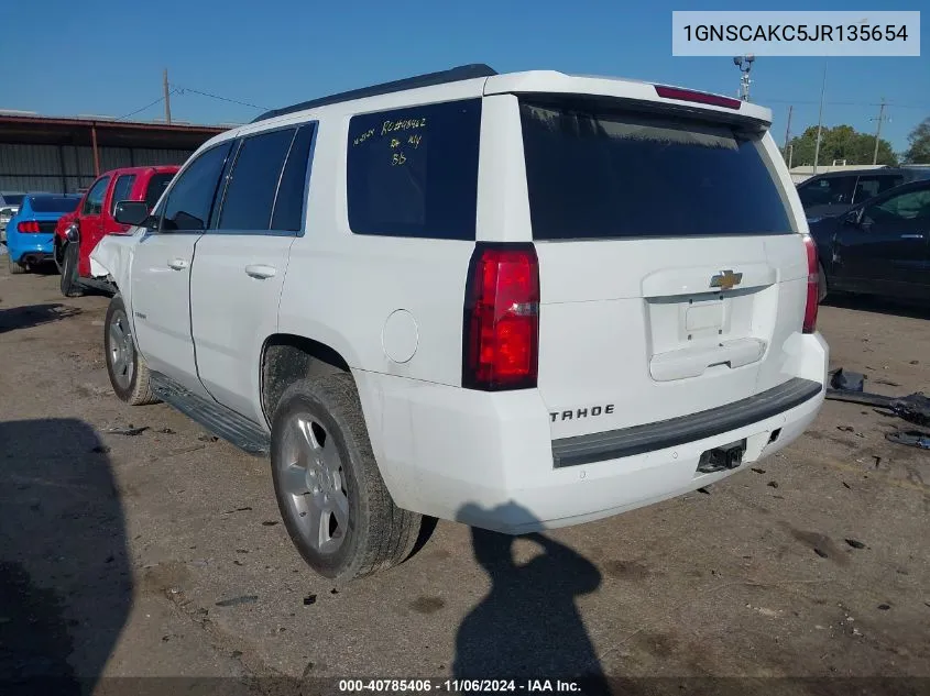 2018 Chevrolet Tahoe Ls VIN: 1GNSCAKC5JR135654 Lot: 40785406