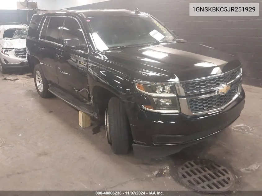 2018 Chevrolet Tahoe Lt VIN: 1GNSKBKC5JR251929 Lot: 40806235