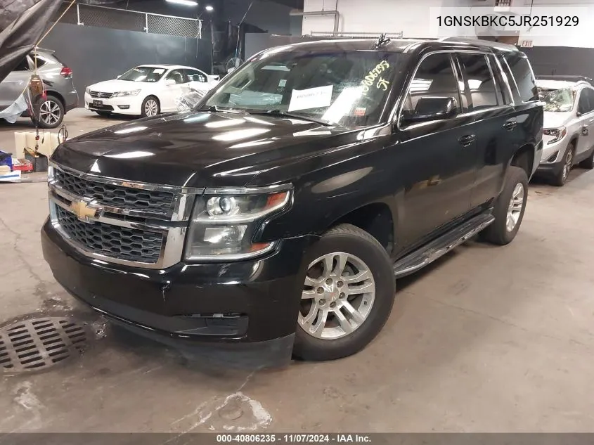 2018 Chevrolet Tahoe Lt VIN: 1GNSKBKC5JR251929 Lot: 40806235