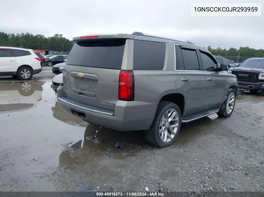 2018 Chevrolet Tahoe Premier VIN: 1GNSCCKC0JR293959 Lot: 40816273