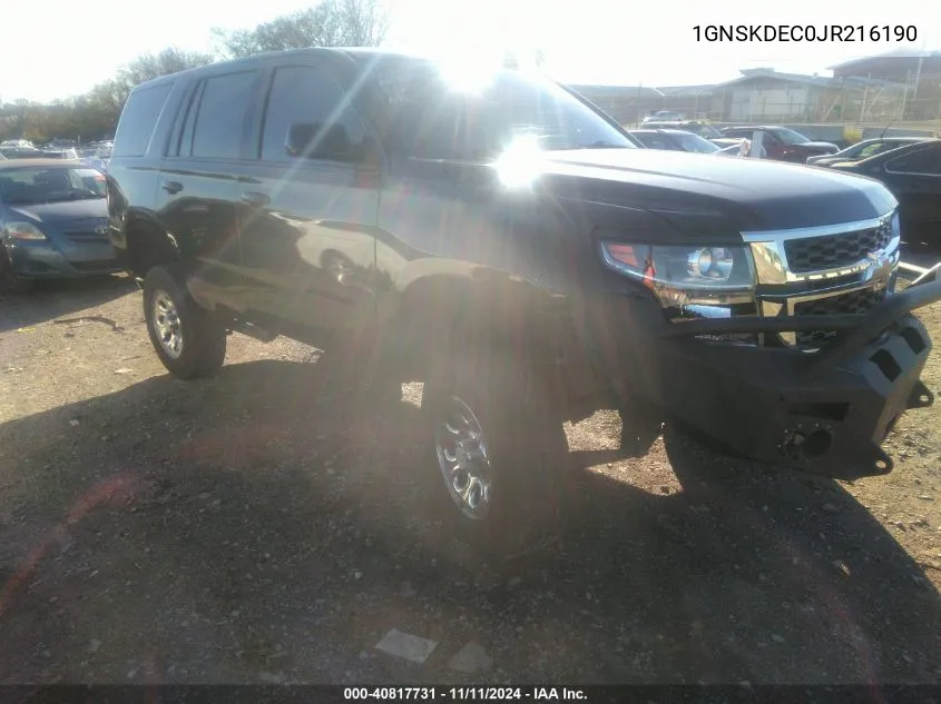 2018 Chevrolet Tahoe Commercial Fleet VIN: 1GNSKDEC0JR216190 Lot: 40817731