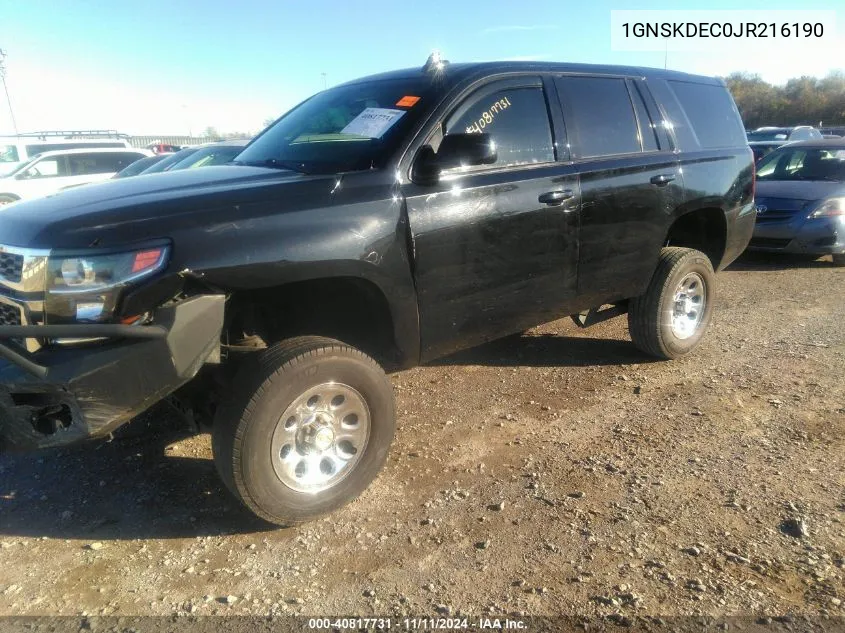 2018 Chevrolet Tahoe Commercial Fleet VIN: 1GNSKDEC0JR216190 Lot: 40817731