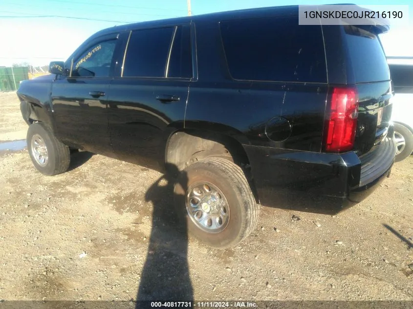 2018 Chevrolet Tahoe Commercial Fleet VIN: 1GNSKDEC0JR216190 Lot: 40817731