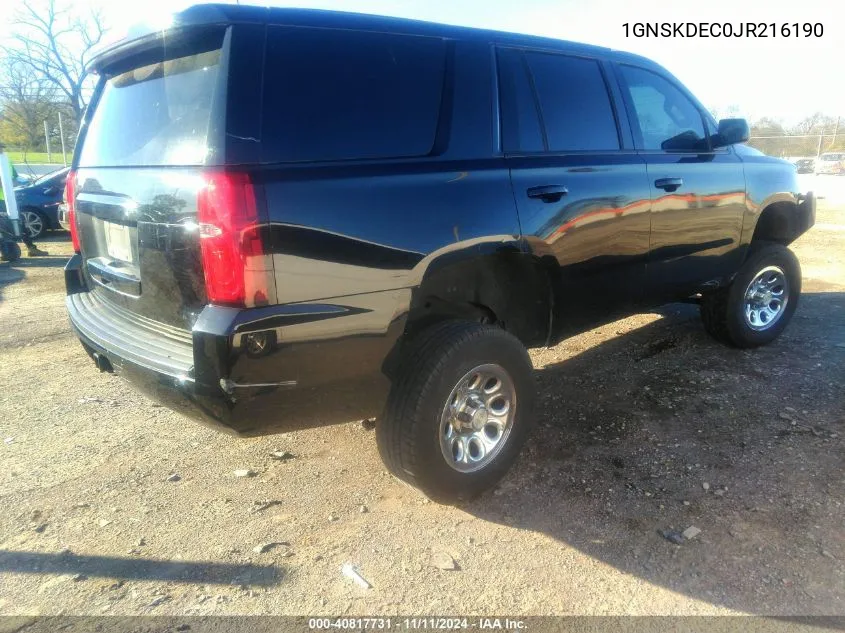 2018 Chevrolet Tahoe Commercial Fleet VIN: 1GNSKDEC0JR216190 Lot: 40817731