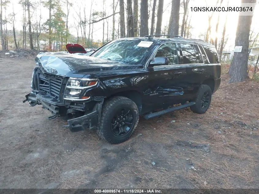 2018 Chevrolet Tahoe Ls VIN: 1GNSKAKC0JR403674 Lot: 40889574