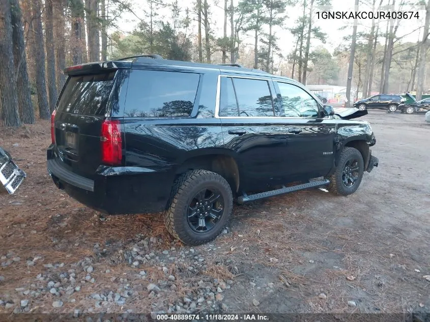 2018 Chevrolet Tahoe Ls VIN: 1GNSKAKC0JR403674 Lot: 40889574