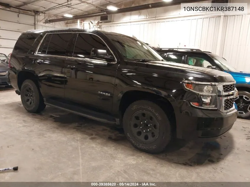 2019 Chevrolet Tahoe Lt VIN: 1GNSCBKC1KR387148 Lot: 39385620