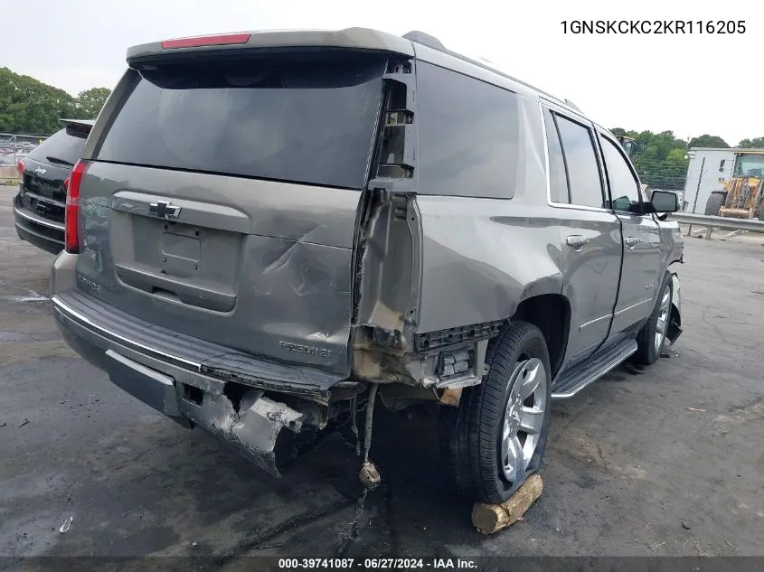 2019 Chevrolet Tahoe Premier VIN: 1GNSKCKC2KR116205 Lot: 39741087