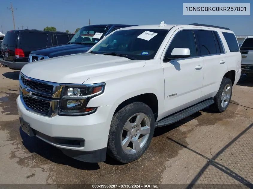 1GNSCBKC0KR257801 2019 Chevrolet Tahoe Lt