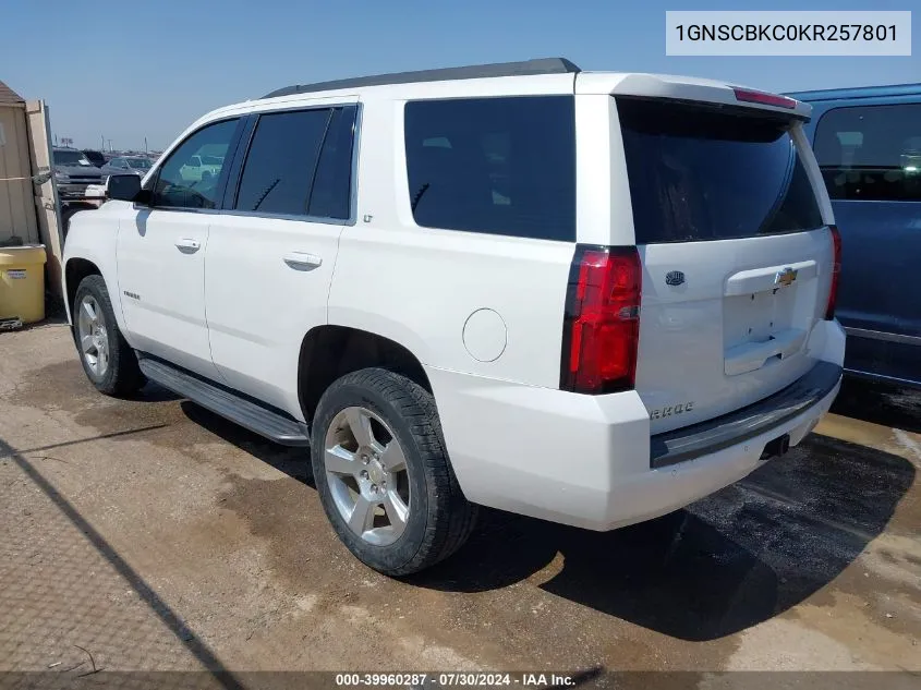 2019 Chevrolet Tahoe Lt VIN: 1GNSCBKC0KR257801 Lot: 39960287