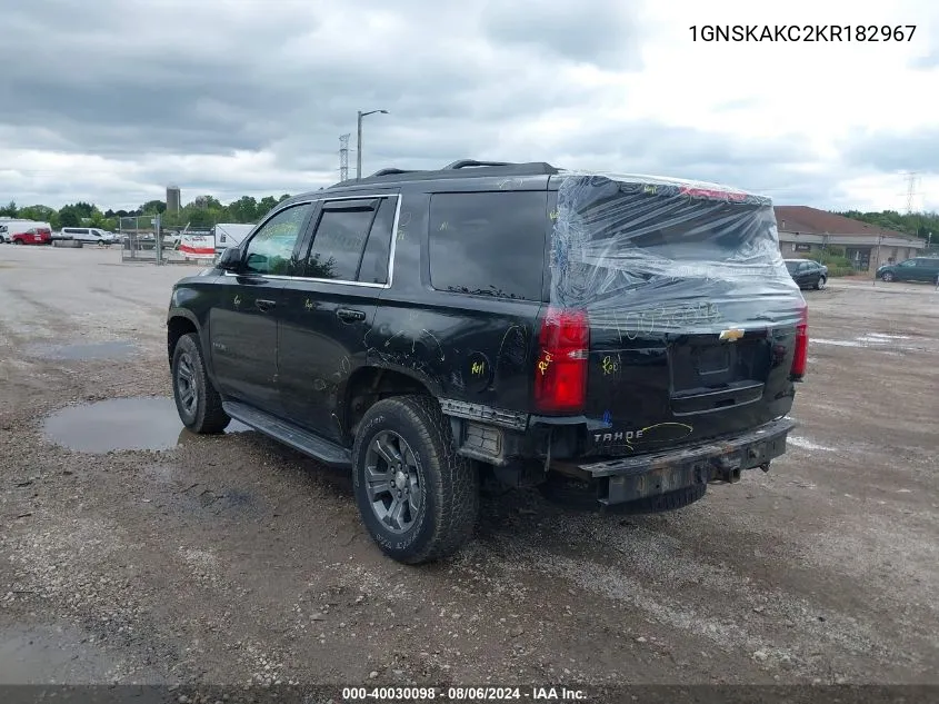 2019 Chevrolet Tahoe Ls VIN: 1GNSKAKC2KR182967 Lot: 40030098