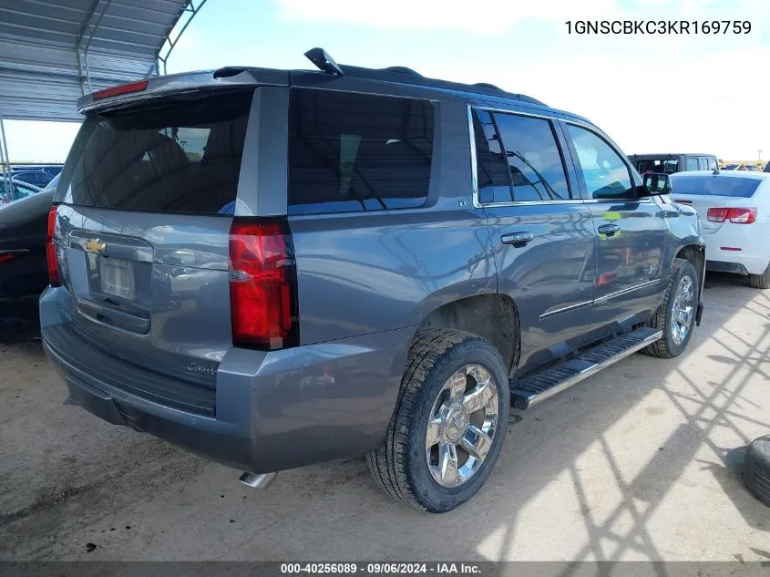 2019 Chevrolet Tahoe Lt VIN: 1GNSCBKC3KR169759 Lot: 40256089