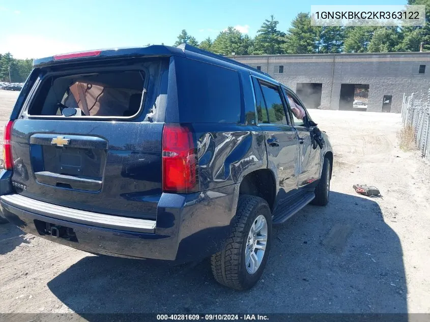 2019 Chevrolet Tahoe Lt VIN: 1GNSKBKC2KR363122 Lot: 40281609