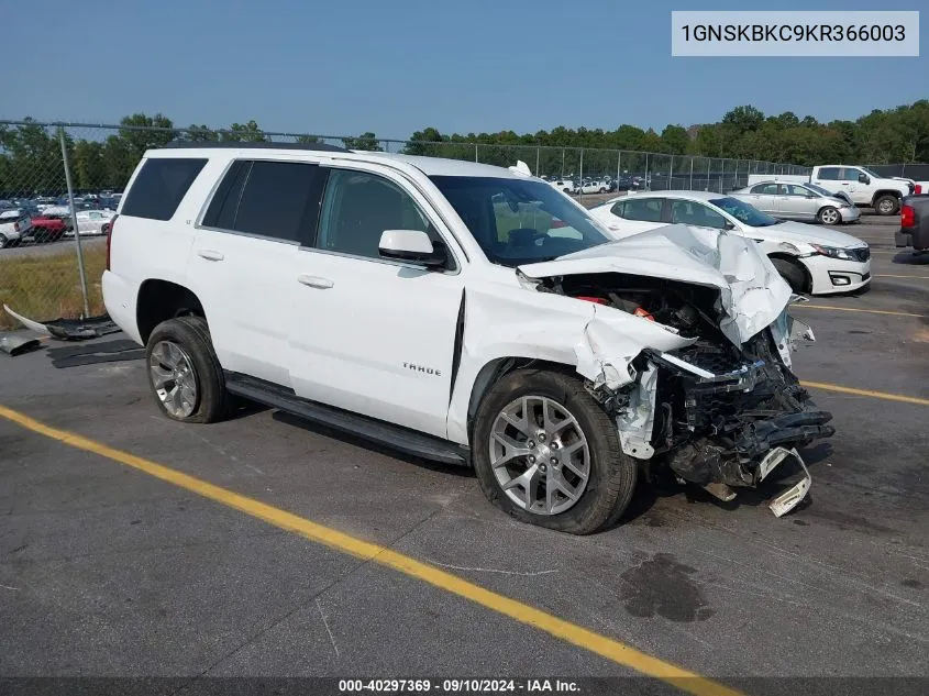 2019 Chevrolet Tahoe Lt VIN: 1GNSKBKC9KR366003 Lot: 40297369