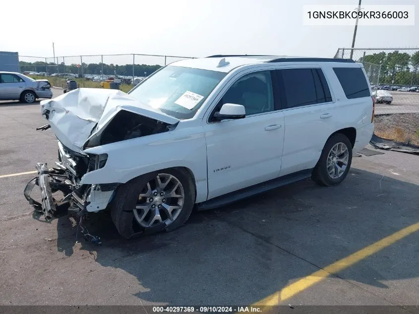 2019 Chevrolet Tahoe Lt VIN: 1GNSKBKC9KR366003 Lot: 40297369