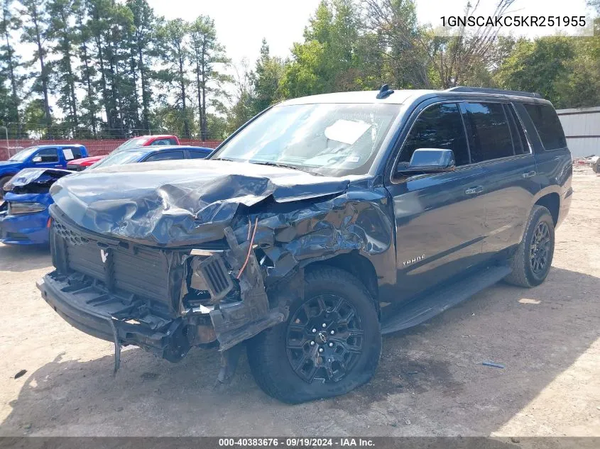 2019 Chevrolet Tahoe Ls VIN: 1GNSCAKC5KR251955 Lot: 40383676