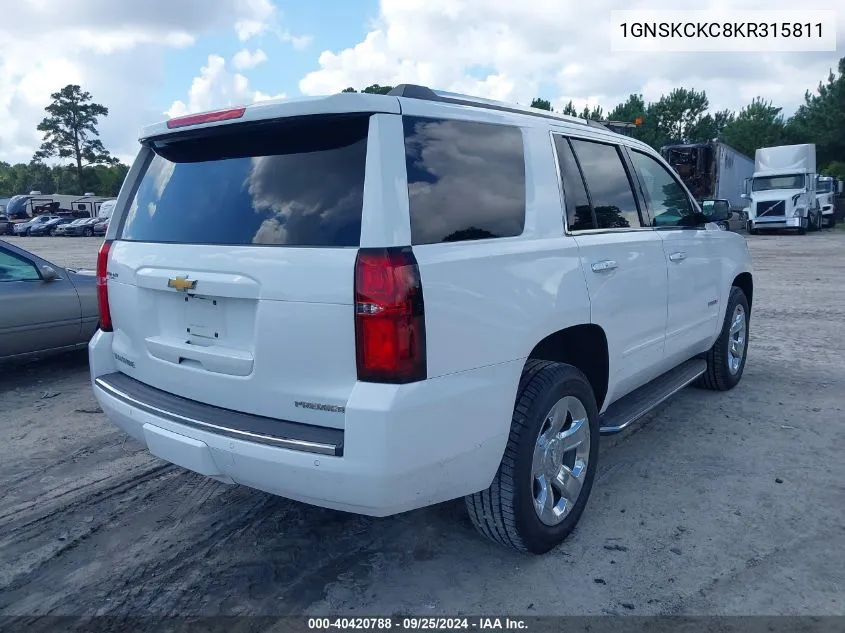 2019 Chevrolet Tahoe Premier VIN: 1GNSKCKC8KR315811 Lot: 40420788