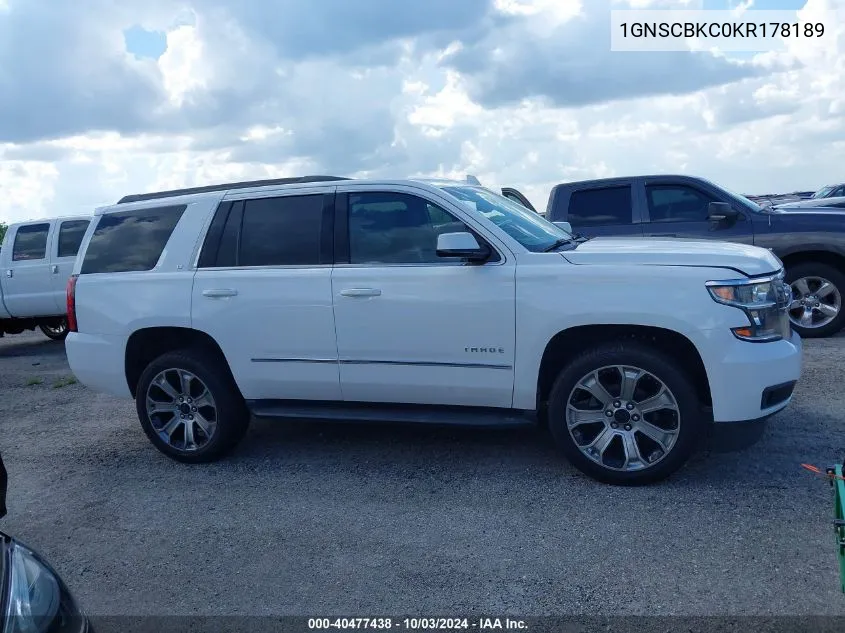 2019 Chevrolet Tahoe Lt VIN: 1GNSCBKC0KR178189 Lot: 40477438