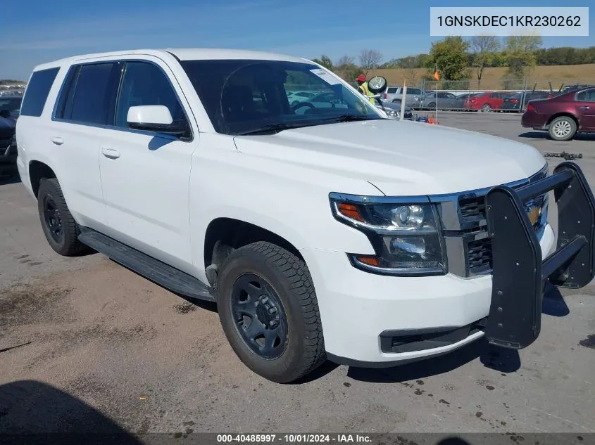 2019 Chevrolet Tahoe Commercial Fleet VIN: 1GNSKDEC1KR230262 Lot: 40485997