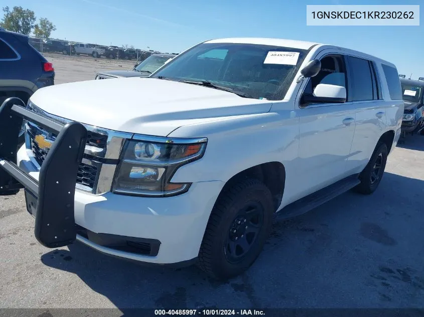 2019 Chevrolet Tahoe Commercial Fleet VIN: 1GNSKDEC1KR230262 Lot: 40485997