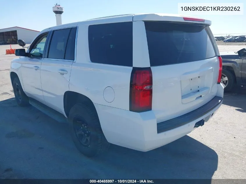 2019 Chevrolet Tahoe Commercial Fleet VIN: 1GNSKDEC1KR230262 Lot: 40485997