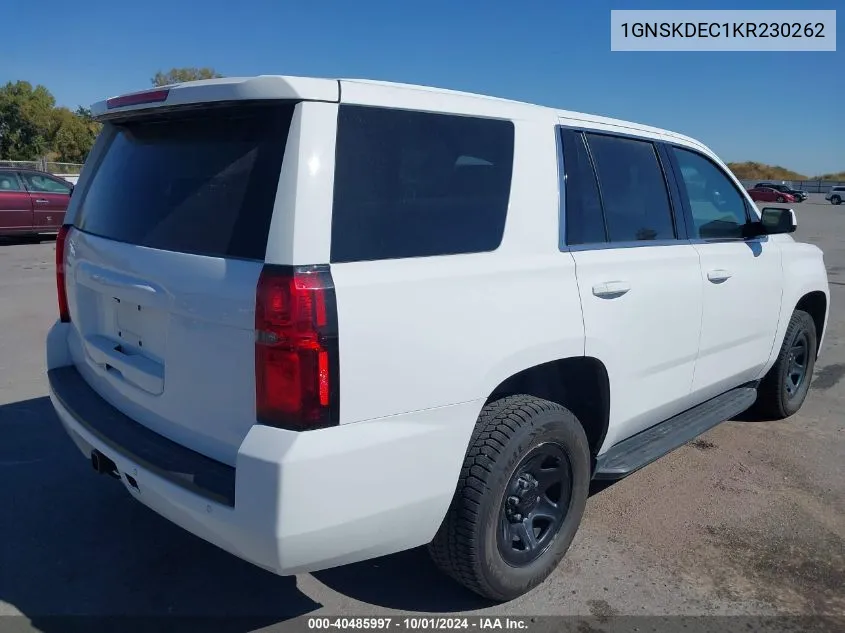 2019 Chevrolet Tahoe Commercial Fleet VIN: 1GNSKDEC1KR230262 Lot: 40485997