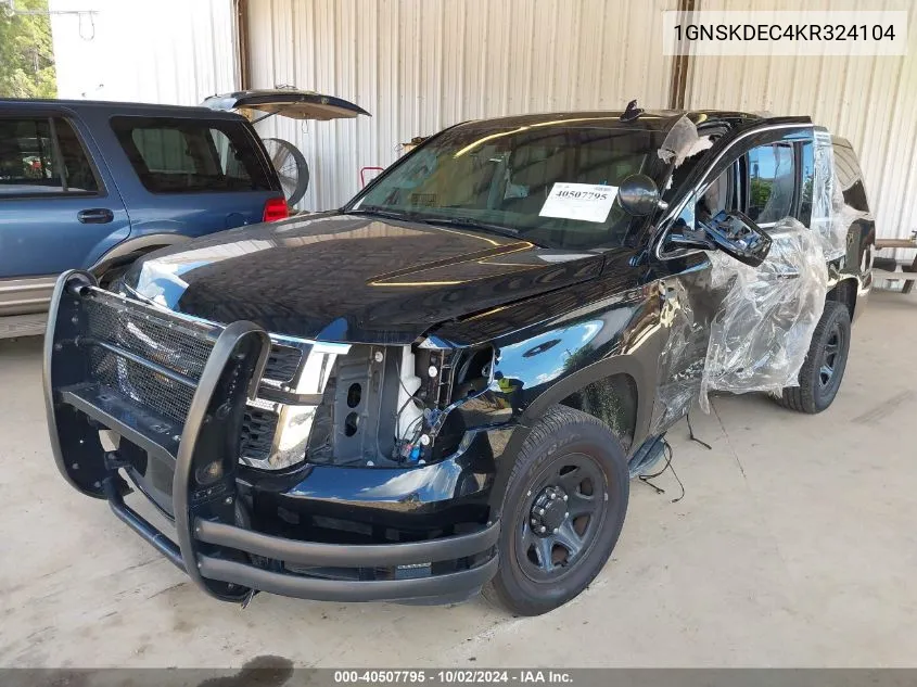 2019 Chevrolet Tahoe Commercial Fleet VIN: 1GNSKDEC4KR324104 Lot: 40507795