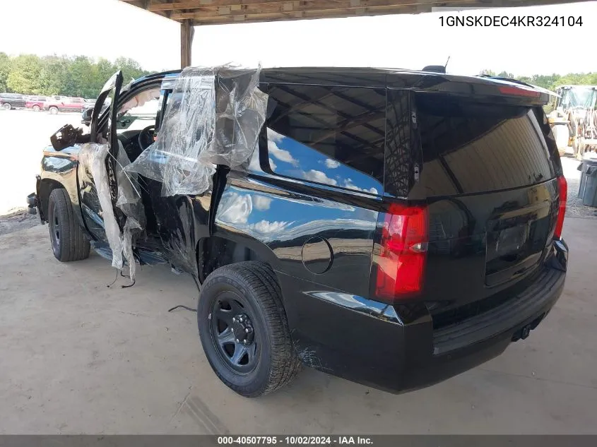 2019 Chevrolet Tahoe Commercial Fleet VIN: 1GNSKDEC4KR324104 Lot: 40507795