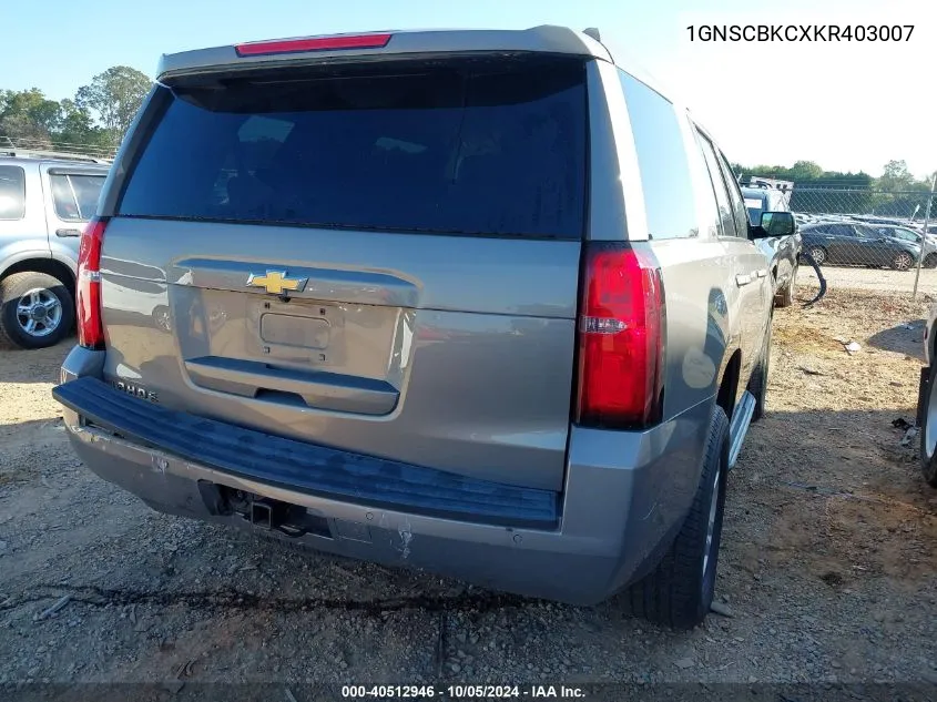 2019 Chevrolet Tahoe C1500 Lt VIN: 1GNSCBKCXKR403007 Lot: 40512946