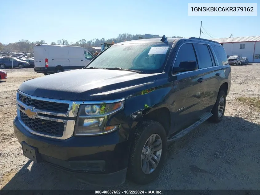 2019 Chevrolet Tahoe Lt VIN: 1GNSKBKC6KR379162 Lot: 40537652