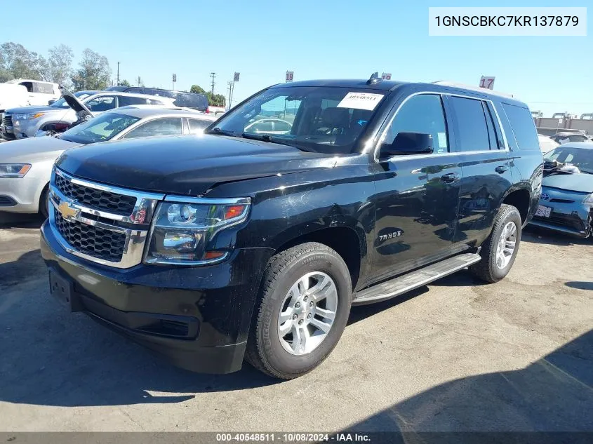 2019 Chevrolet Tahoe Lt VIN: 1GNSCBKC7KR137879 Lot: 40548511