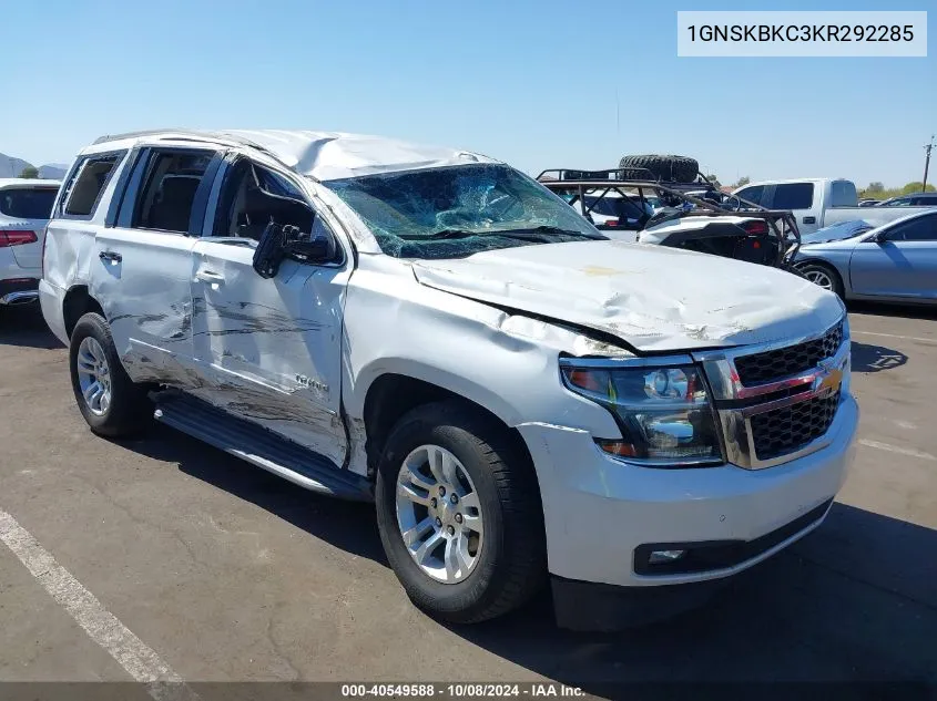 2019 Chevrolet Tahoe K1500 Lt VIN: 1GNSKBKC3KR292285 Lot: 40549588