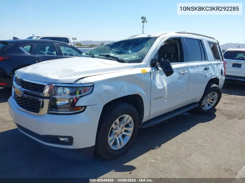 2019 Chevrolet Tahoe K1500 Lt VIN: 1GNSKBKC3KR292285 Lot: 40549588