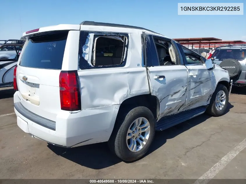 2019 Chevrolet Tahoe K1500 Lt VIN: 1GNSKBKC3KR292285 Lot: 40549588