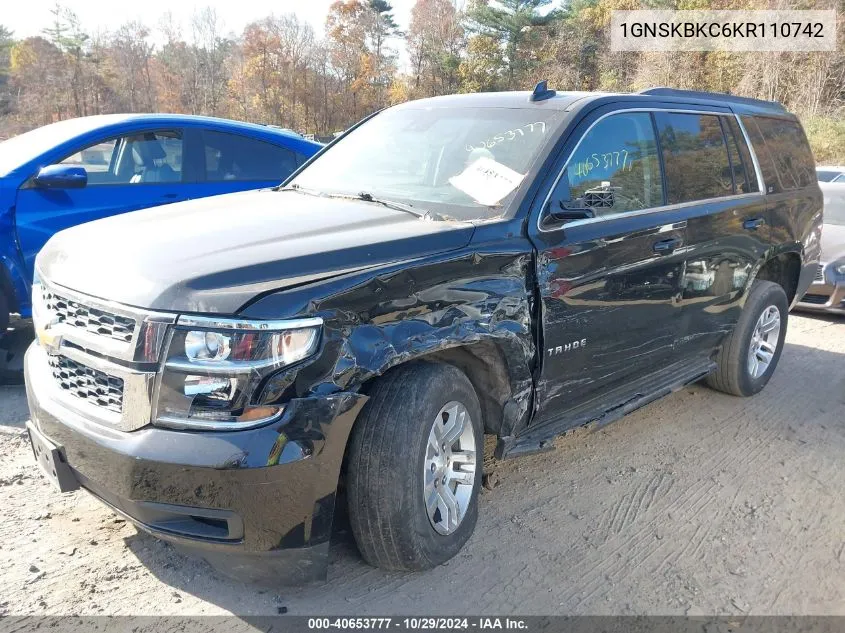 2019 Chevrolet Tahoe Lt VIN: 1GNSKBKC6KR110742 Lot: 40653777