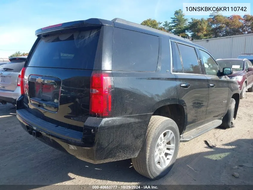 2019 Chevrolet Tahoe Lt VIN: 1GNSKBKC6KR110742 Lot: 40653777