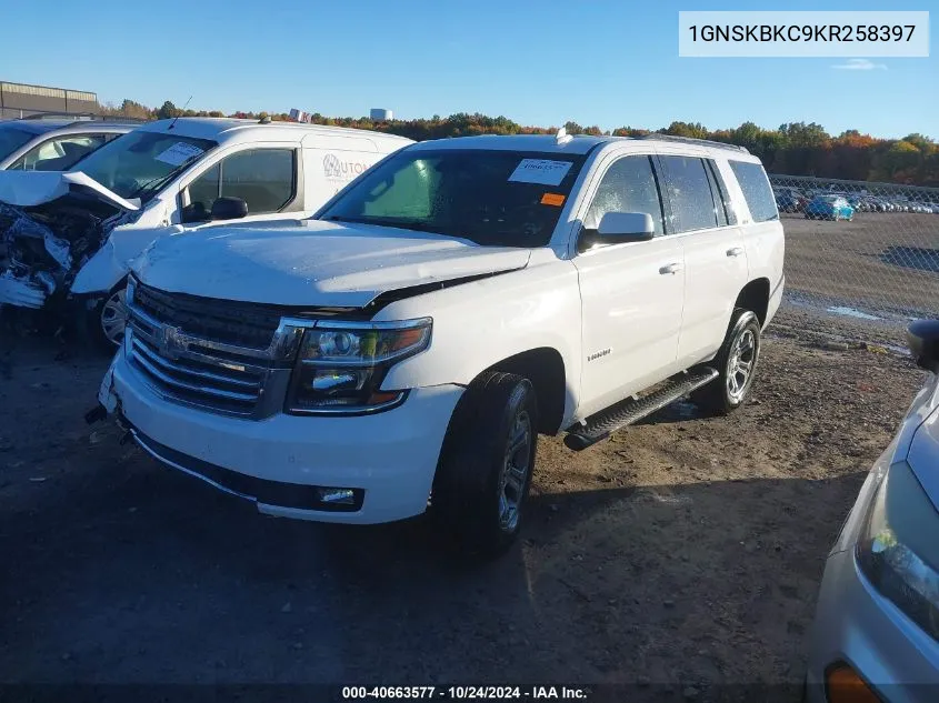 2019 Chevrolet Tahoe Lt VIN: 1GNSKBKC9KR258397 Lot: 40663577