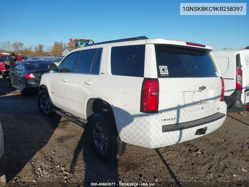 2019 Chevrolet Tahoe Lt VIN: 1GNSKBKC9KR258397 Lot: 40663577