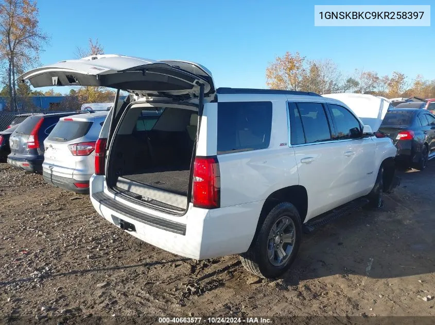 2019 Chevrolet Tahoe Lt VIN: 1GNSKBKC9KR258397 Lot: 40663577