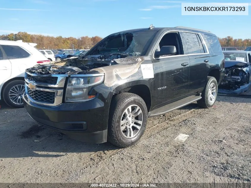 2019 Chevrolet Tahoe Lt VIN: 1GNSKBKCXKR173293 Lot: 40722422