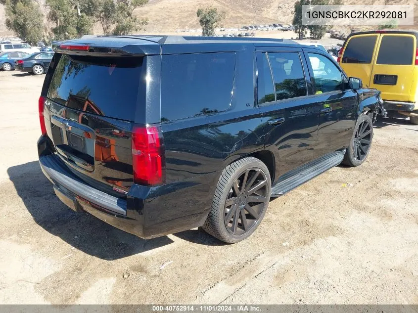 2019 Chevrolet Tahoe Lt VIN: 1GNSCBKC2KR292081 Lot: 40752914