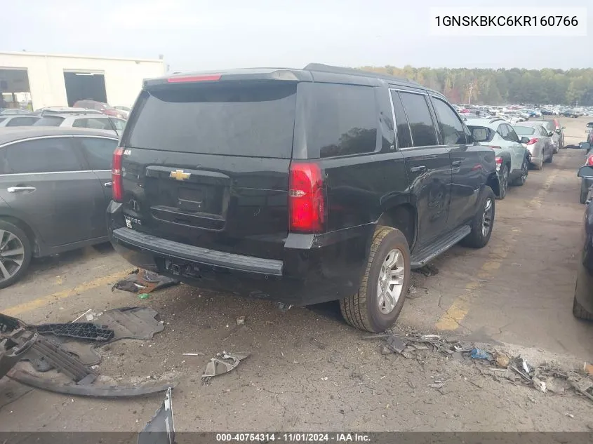 2019 Chevrolet Tahoe Lt VIN: 1GNSKBKC6KR160766 Lot: 40754314