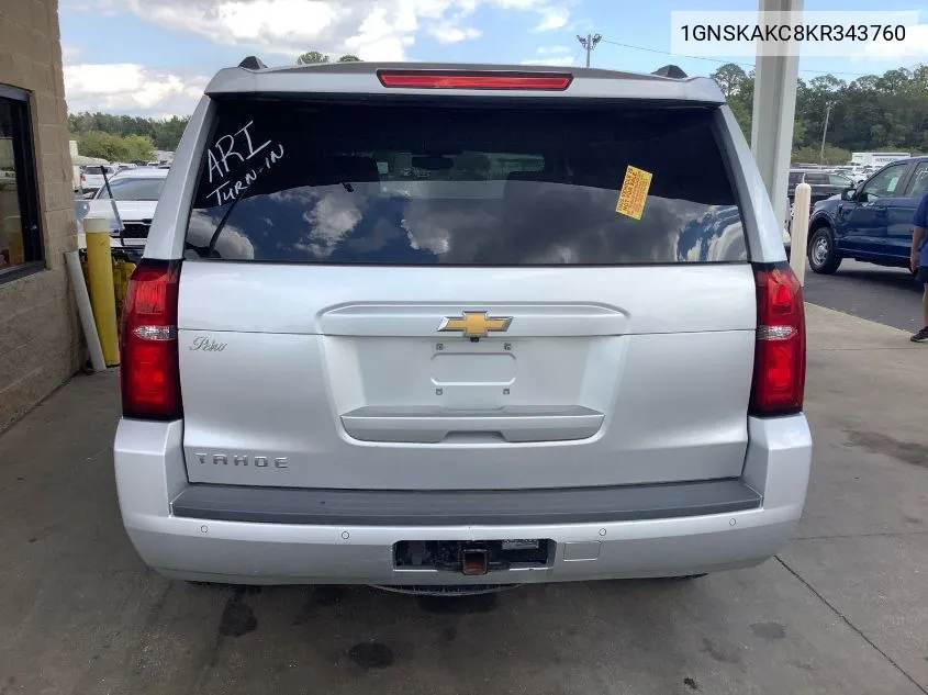 2019 Chevrolet Tahoe K1500 Ls VIN: 1GNSKAKC8KR343760 Lot: 40845214