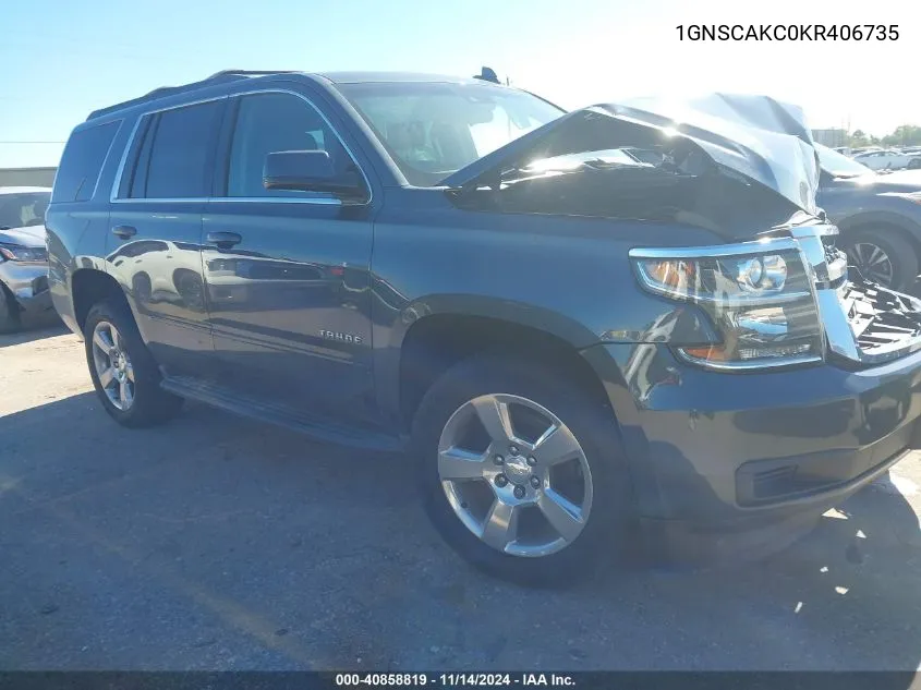 2019 Chevrolet Tahoe Ls VIN: 1GNSCAKC0KR406735 Lot: 40858819