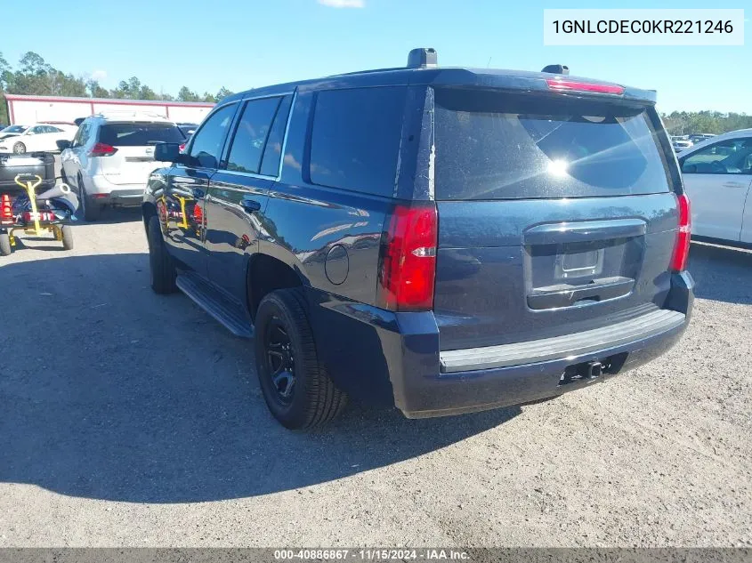 2019 Chevrolet Tahoe Commercial Fleet VIN: 1GNLCDEC0KR221246 Lot: 40886867